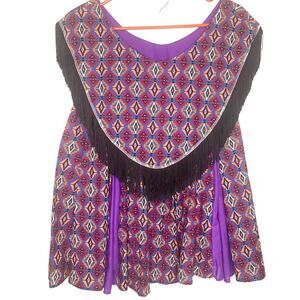 Aztec Princess Skirt & Vest Top M Purple Fringe Costume Gypsy Bohemian Festival
